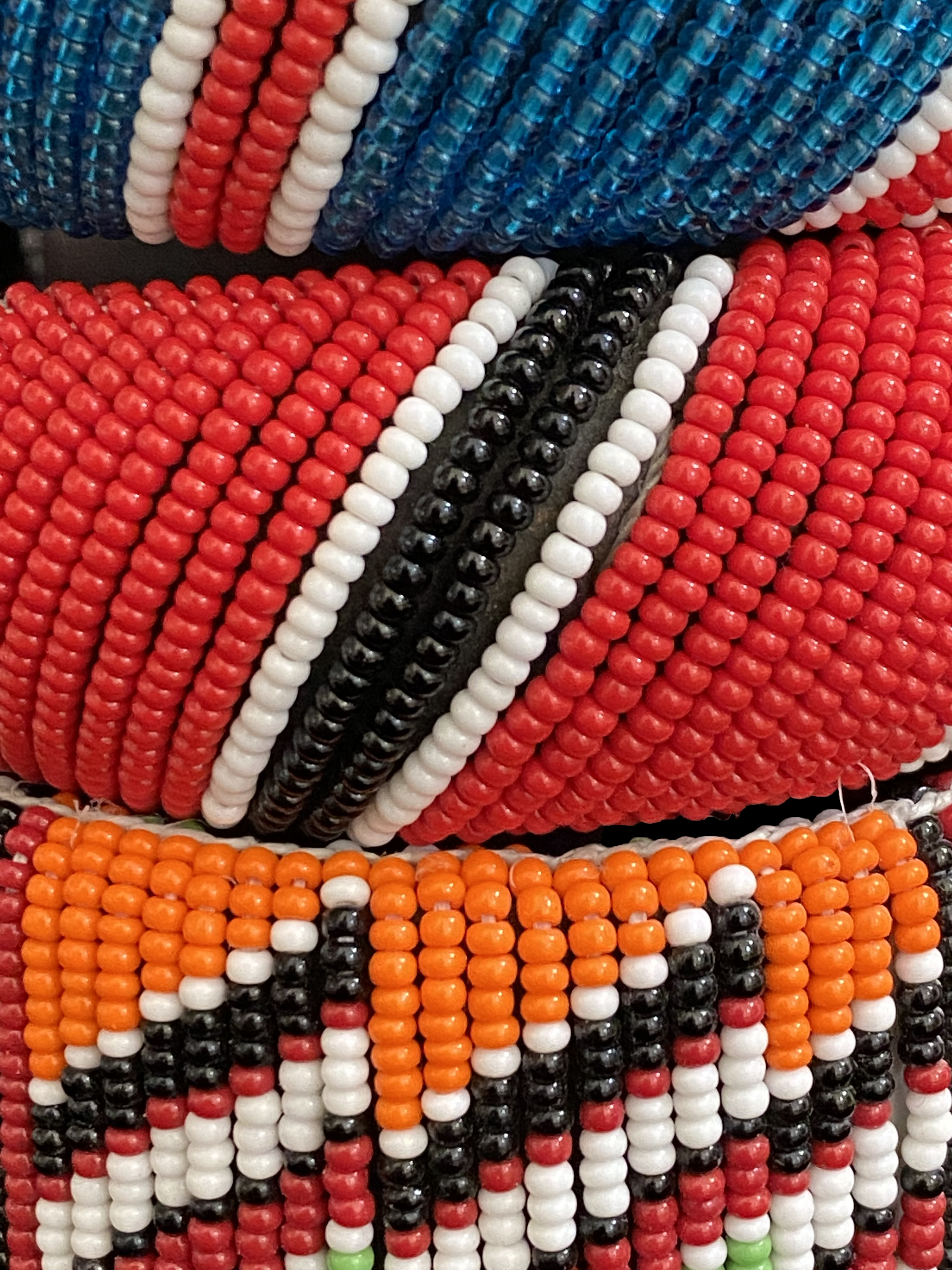 Maasai Bead Wide Wrap Bracelet, Diamond Tribal Pattern