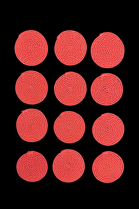 Set of 12 Red Telephone Cable Wire Discs - South Africa