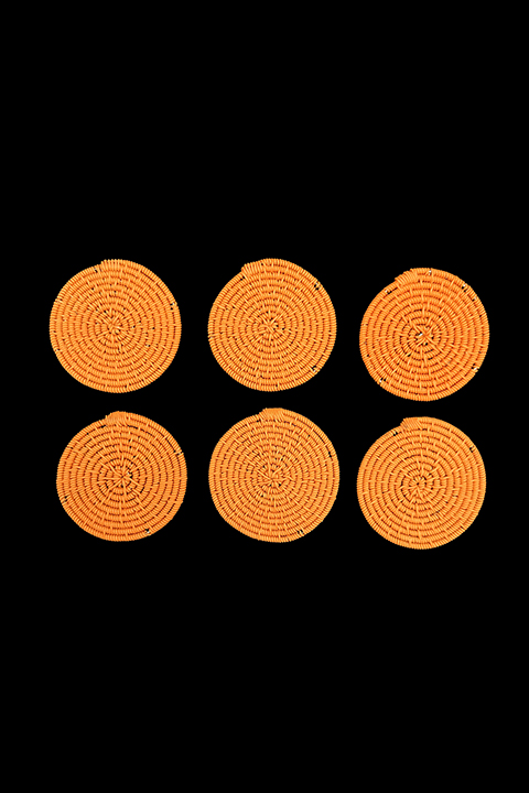 Set of 6 Orange Telephone Cable Wire Discs - South Africa