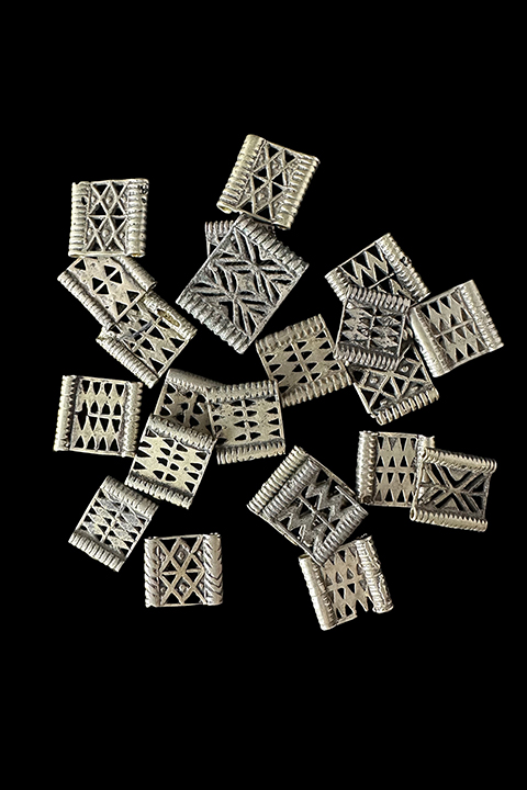 22 Silver Colored Belt Beads- Akha People, Thailand