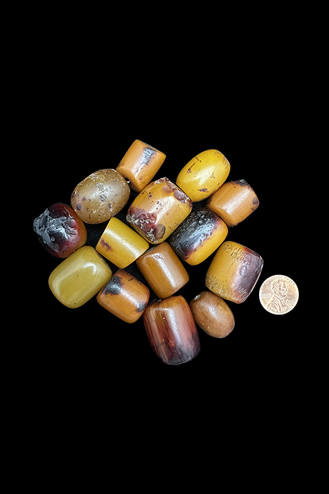 14 Burned Phenolic Resin Amber Beads - Ethiopia