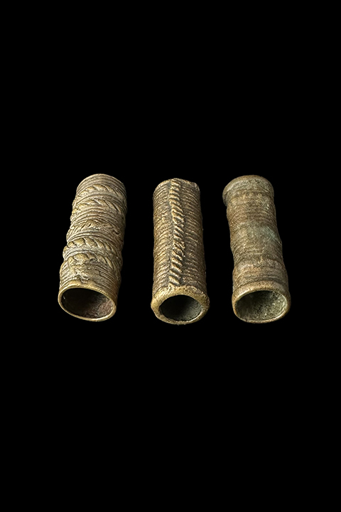 Set of 3 Old Hair Tubes - Wodaabe, (Fulani offshoot) W. Africa