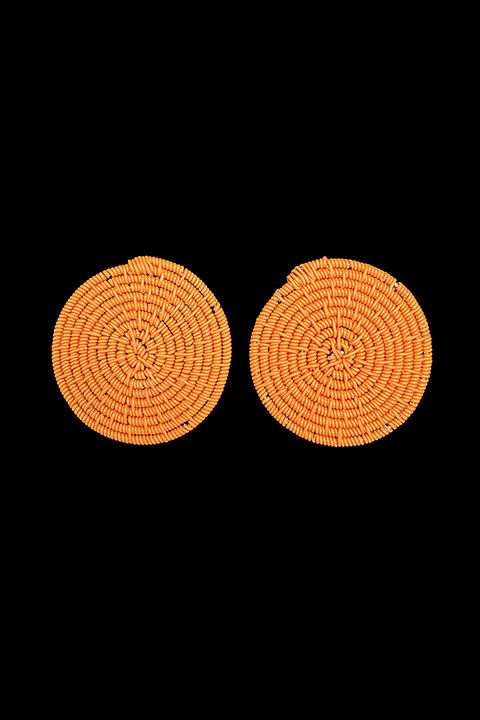 Set of 2 Orange Telephone Cable Wire Discs - South Africa