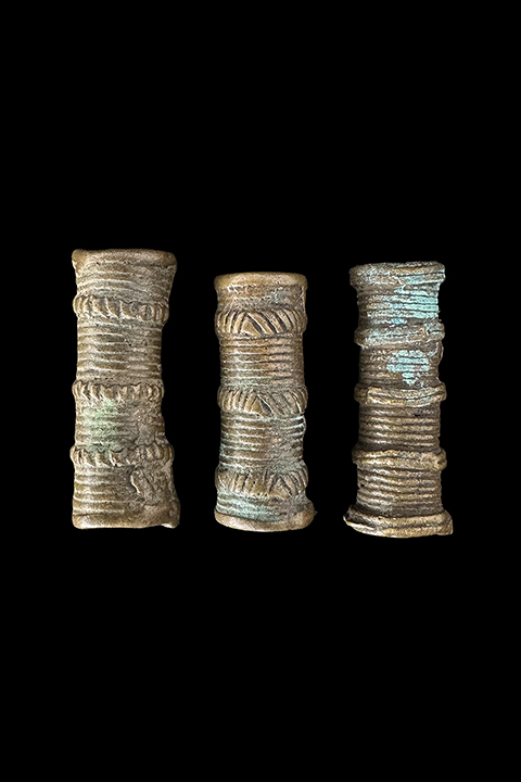 Set of 3 Old Hair Tubes - Wodaabe, (Fulani offshoot) W. Africa (B)