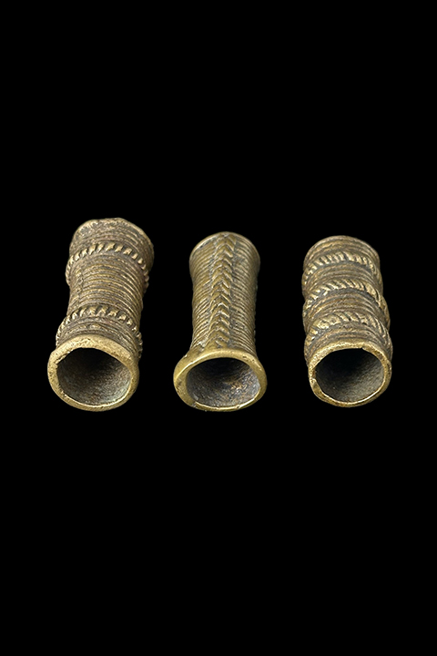 Set of 3 Old Hair Tubes - Wodaabe, (Fulani offshoot) W. Africa (D)