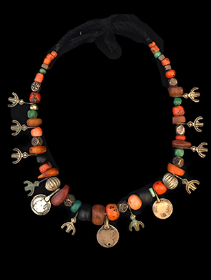 Old Moroccan Necklace with Coral and Amber -Sold