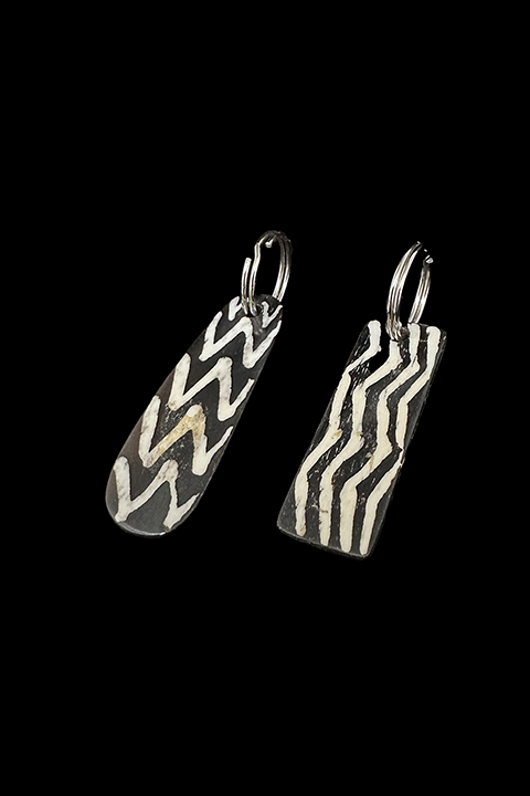 2 Batik Bone Key Chains/Rings - Kenya