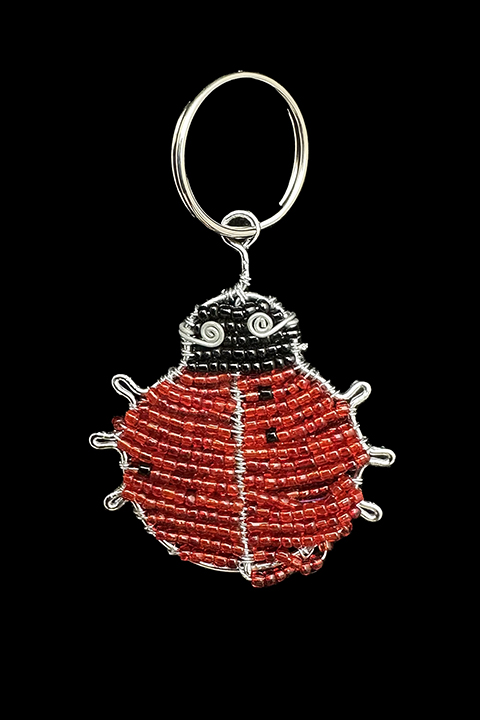 Bead and Wire Ladybug Key Ring - South Africa