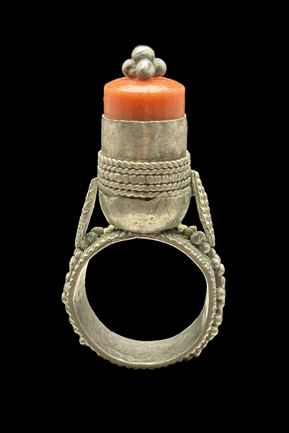 Coral Colored Ring - Berber People, Morocco