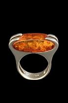 Amber and Sterling Silver Ring #2 - Size 7