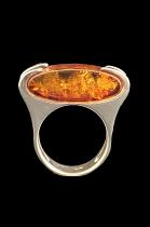 Amber and Sterling Silver Ring #2 - Size 7 1