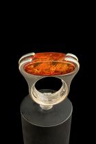 Amber and Sterling Silver Ring #2 - Size 7 3