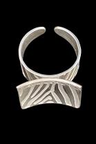 Adjustable Sterling Silver Ring with Zebra Striped Pattern 2