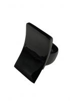 Black Polished Concave Horn Ring - 