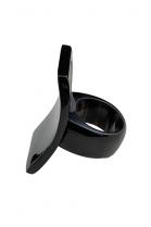 Black Polished Concave Horn Ring - 