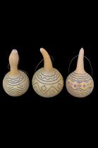 Set of 3 Incised Gourd Ornaments - Kenya