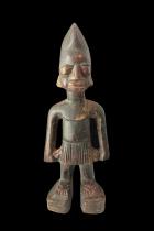 Single Male Ibeji Figure with Mahogany Color - Yoruba People, Nigeria