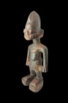 Single Male Ibeji Figure with Mahogany Color - Yoruba People, Nigeria 1