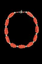 Vintage Mediterranean Coral and Silver bead necklace from Morocco BR265a - Sold
