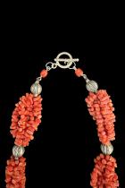 Vintage Mediterranean Coral and Silver bead necklace from Morocco BR265a - Sold 5