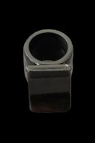 Polished Black Horn Concave Rectangular Ring #15 2