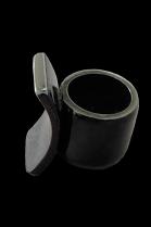 Polished Black Horn Concave Rectangular Ring #15 3