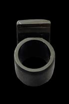 Polished Black Horn Concave Rectangular Ring #15 4