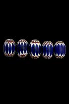 Set of 5 Chevron 6 Layer Glass Trade Beads