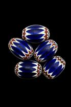 Set of 5 Chevron 6 Layer Glass Trade Beads 1