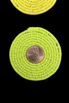 Set of 8 Lime Green and One Yellow Telephone Cable Wire Discs - South Africa 1