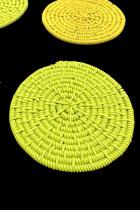 Set of 8 Lime Green and One Yellow Telephone Cable Wire Discs - South Africa 3