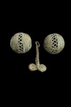 2 Old Baule Round Bronze Beads from Ivory Coast, and an Old 