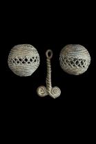 2 Old Baule Round Bronze Beads from Ivory Coast, and an Old 