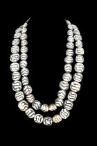 2 Strands of Flat Batik Bone Beads - Kenya 2