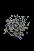 148 Very Rare Short Barrel Beads in Shades of Cobalt Blue  - D.R. Congo 1