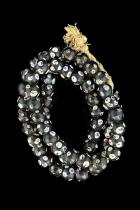 Strand of 60 Antique Black & White Venetian Glass Skunk Eye Beads 4