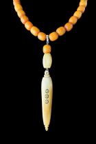 Amber Colored Resin Beads and Bone Necklace and Earring Set 2