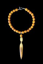 Amber Colored Resin Beads and Bone Necklace and Earring Set 3