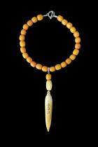 Amber Colored Resin Beads and Bone Necklace and Earring Set 6