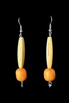 Amber Colored Resin Beads and Bone Necklace and Earring Set 8