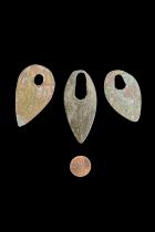 3 x Bronze Shield Pendants/ Hair Ornaments -  Sidamo, Ethiopia 1