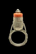 Coral Colored Ring - Berber People, Morocco 3