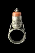 Coral Colored Ring - Berber People, Morocco 4