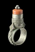 Coral Colored Ring - Berber People, Morocco 6